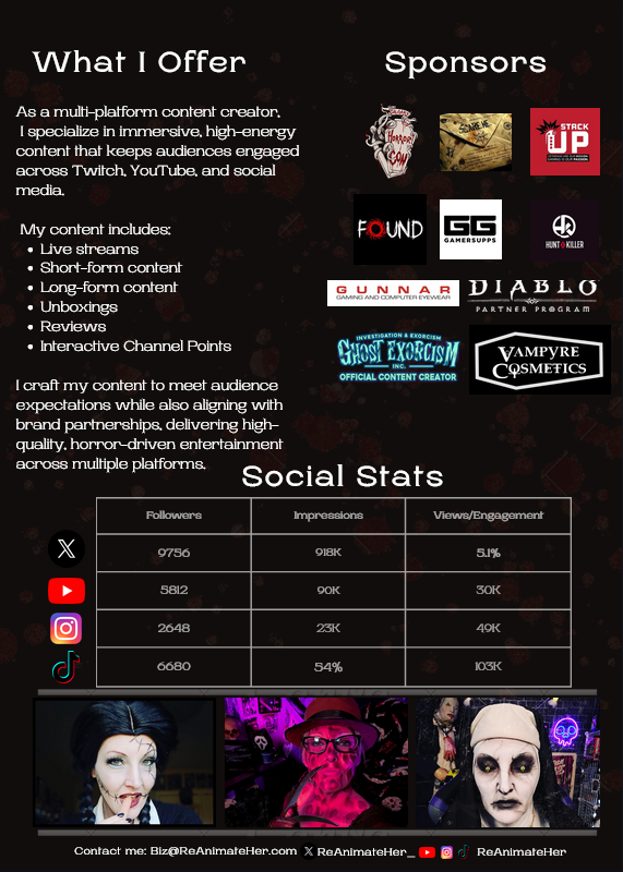ReAnimateHer Horror Content Creator Twitch Media Deck